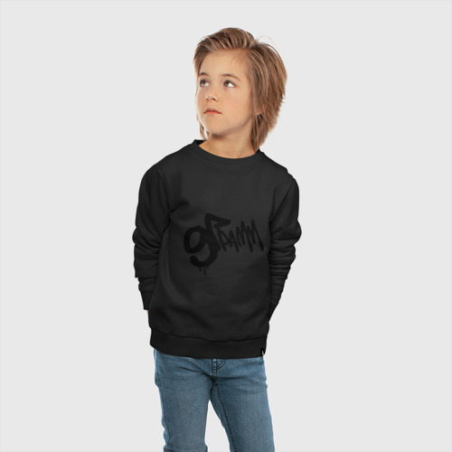 Детский свитшот хлопок 9 Грамм лого, цвет черный - фото 5