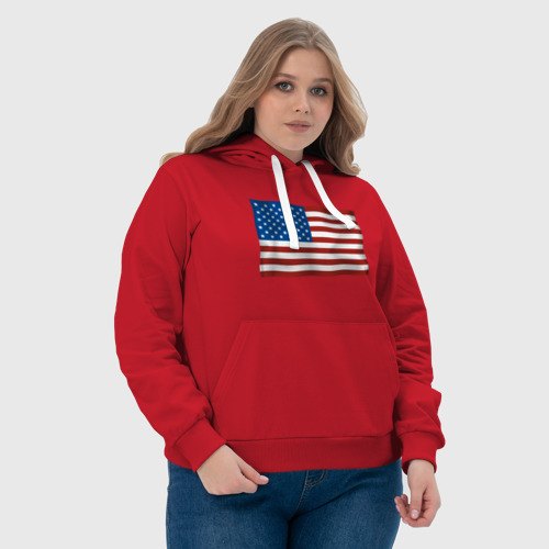 Женская толстовка хлопок Америка флаг, цвет красный - фото 6