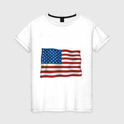 Женская футболка хлопок Америка флаг