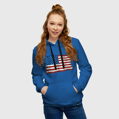 Женская толстовка хлопок Америка флаг, цвет синий - фото 3
