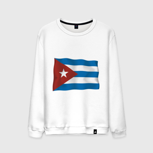 Мужской свитшот хлопок Куба флаг, цвет белый