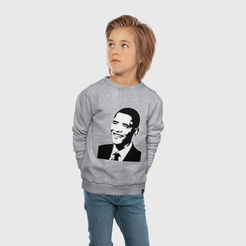 Детский свитшот хлопок Обама монохром, цвет меланж - фото 5