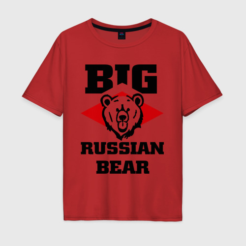 Мужская футболка хлопок Oversize Большой русский медведь, цвет красный