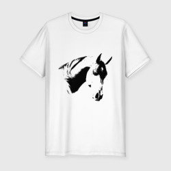 Мужская футболка хлопок Slim Лошадь черно-белая 5
