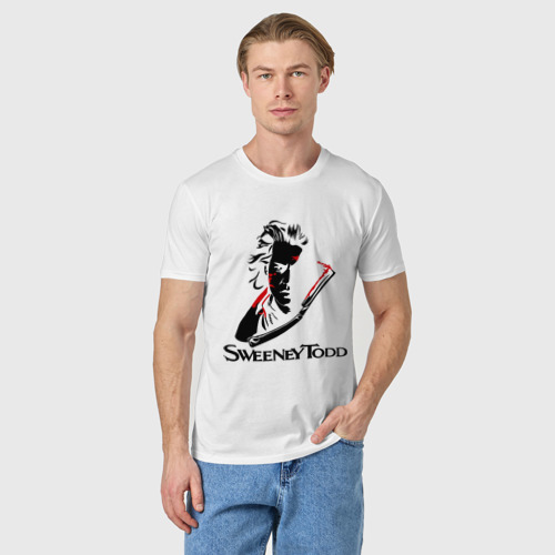 Мужская футболка хлопок Свини Тодд, цвет белый - фото 3