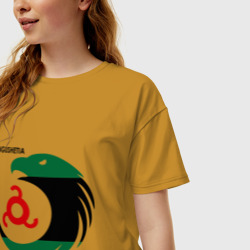 Женская футболка хлопок Oversize Ингушетия орел - фото 2