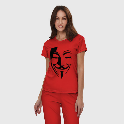 Женская пижама хлопок Вендетта маска, цвет красный - фото 3
