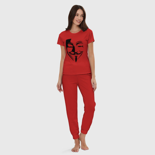 Женская пижама хлопок Вендетта маска, цвет красный - фото 5