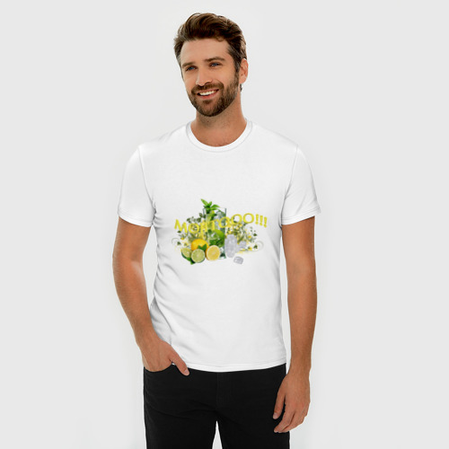 Мужская футболка хлопок Slim мохито, цвет белый - фото 3