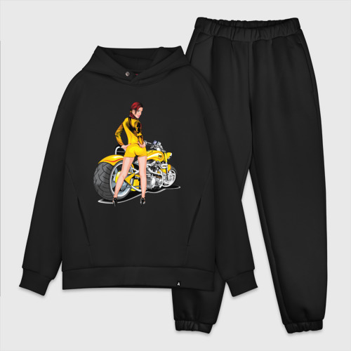 Мужской костюм oversize хлопок The excellent bike & sexy girl (2), цвет черный