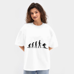 Женская футболка Oversize хлопок texturе Эволюция лыжи - фото 2