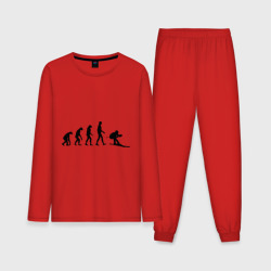 Мужская пижама с лонгсливом хлопок Эволюция лыжи