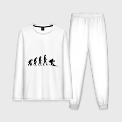 Мужская пижама с лонгсливом хлопок Эволюция лыжи