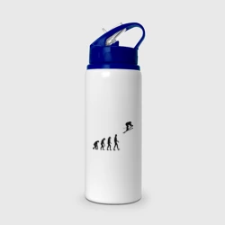 Бутылка для воды с трубочкой Эволюция лыжник