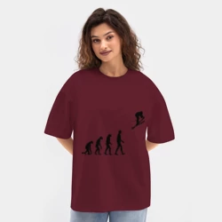 Женская футболка Oversize хлопок texturе Эволюция лыжник - фото 2