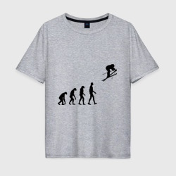 Мужская футболка хлопок Oversize Эволюция лыжник