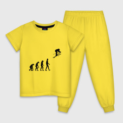 Детская пижама хлопок Эволюция лыжник