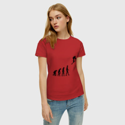 Женская футболка хлопок Эволюция лыжник - фото 2