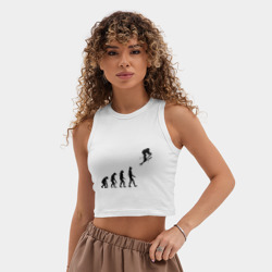 Женская укороченная майка-топ хлопок Эволюция лыжник - фото 2