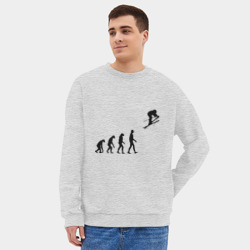 Мужской свитшот oversize без начеса хлопок Эволюция лыжник - фото 2