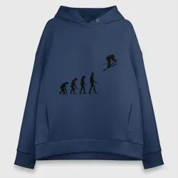 Женское худи Oversize хлопок Эволюция лыжник