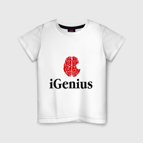 Детская футболка хлопок iGenius (Я гений), цвет белый