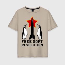 Женская футболка хлопок Oversize Free Soft Revolution2
