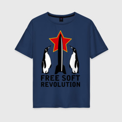 Женская футболка хлопок Oversize Free Soft Revolution2