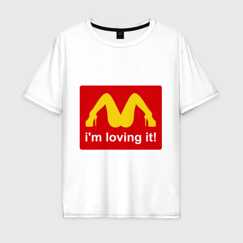 Мужская футболка хлопок Oversize i\'m lovin\' it!, цвет белый