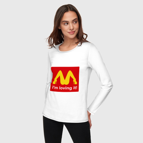 Женский лонгслив хлопок i\'m lovin\' it!, цвет белый - фото 3