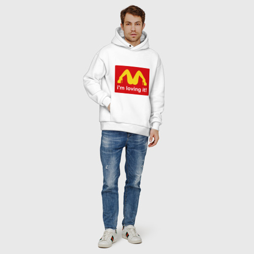 Мужское худи Oversize хлопок i\'m lovin\' it!, цвет белый - фото 6