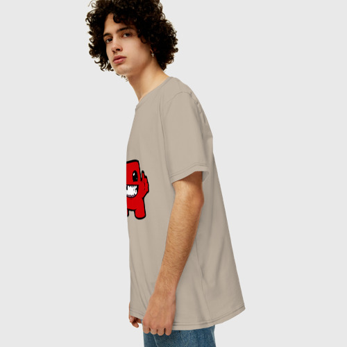 Мужская футболка хлопок Oversize с принтом Super Meat Boy, вид сбоку #3