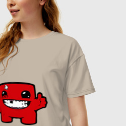 Женская футболка хлопок Oversize Super Meat Boy - фото 2