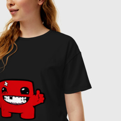 Женская футболка хлопок Oversize Super Meat Boy - фото 2