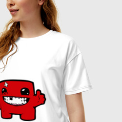 Женская футболка хлопок Oversize Super Meat Boy - фото 2