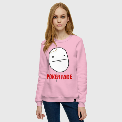 Женский свитшот хлопок Poker Face (mem), цвет светло-розовый - фото 3