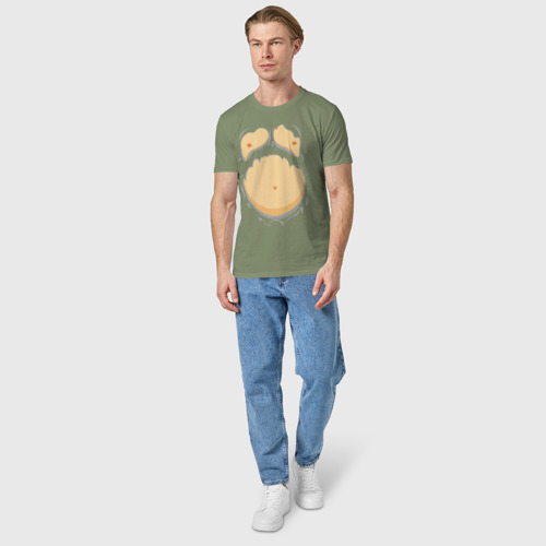 Мужская футболка хлопок Пивной живот, цвет авокадо - фото 5