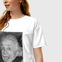 Женская футболка хлопок Oversize Энштейн язык - фото 2