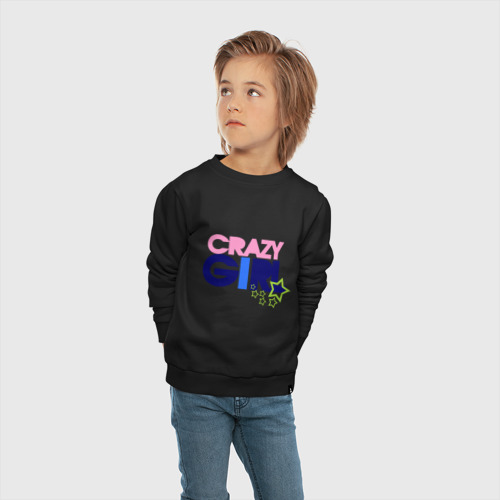 Детский свитшот хлопок Crazy girl, цвет черный - фото 5
