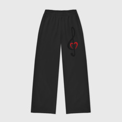 Женские брюки oversize без начеса хлопок Скрипичный ключ сердце