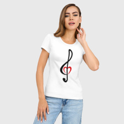 Женская футболка хлопок Slim Скрипичный ключ сердце - фото 2