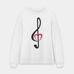 Мужской свитшот oversize без начеса хлопок Скрипичный ключ сердце