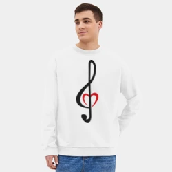 Мужской свитшот oversize без начеса хлопок Скрипичный ключ сердце - фото 2