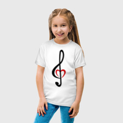 Детская футболка хлопок Скрипичный ключ сердце - фото 2