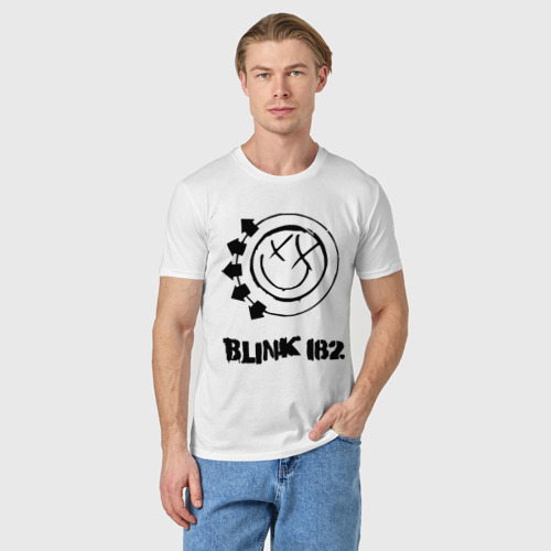 Мужская футболка хлопок Blink 182, цвет белый - фото 3