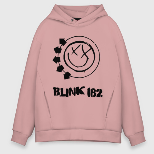 Мужское худи Oversize хлопок Blink 182, цвет пыльно-розовый