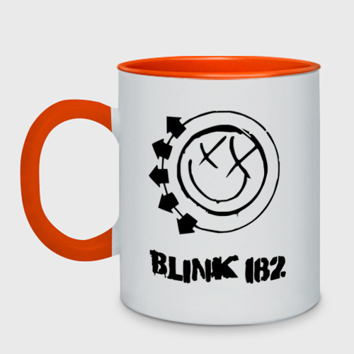 Кружка двухцветная Blink 182, цвет белый + оранжевый