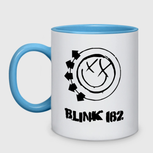 Кружка двухцветная Blink 182, цвет белый + небесно-голубой