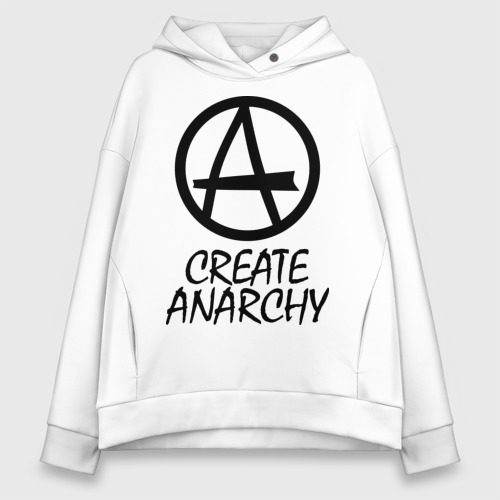 Женское худи Oversize хлопок Create anarchy, цвет белый