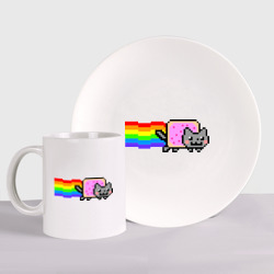 Набор: тарелка + кружка Nyan Cat